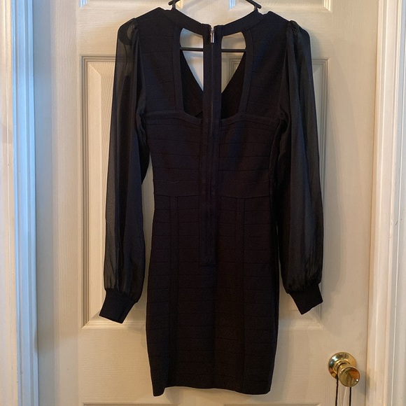 BEBE Elegant Black Long Sleeve Dress - Picture 8 of 12